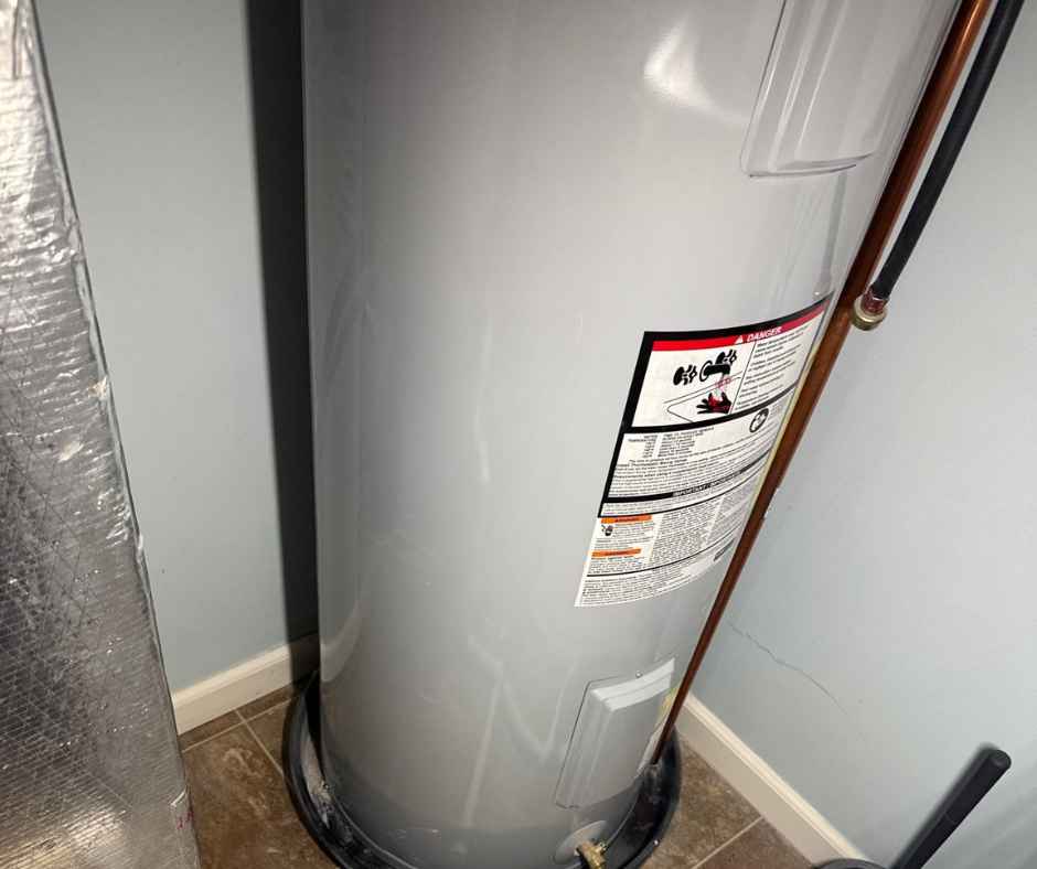 Water heater in the corner of a room